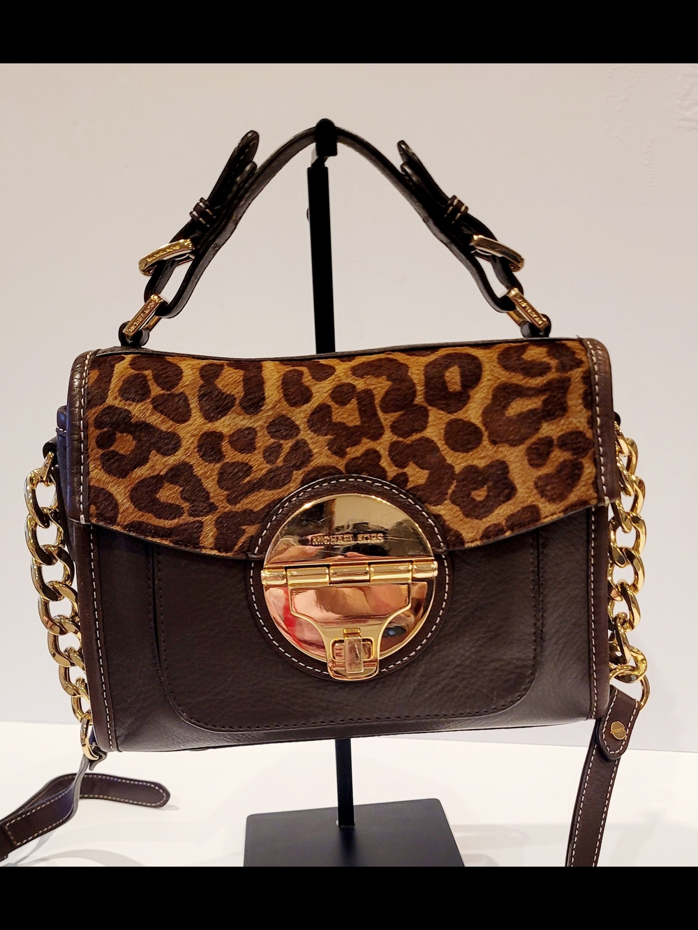 Michael Kors Leopard-Print Calf Hair Satchel - Picture 4 of 9